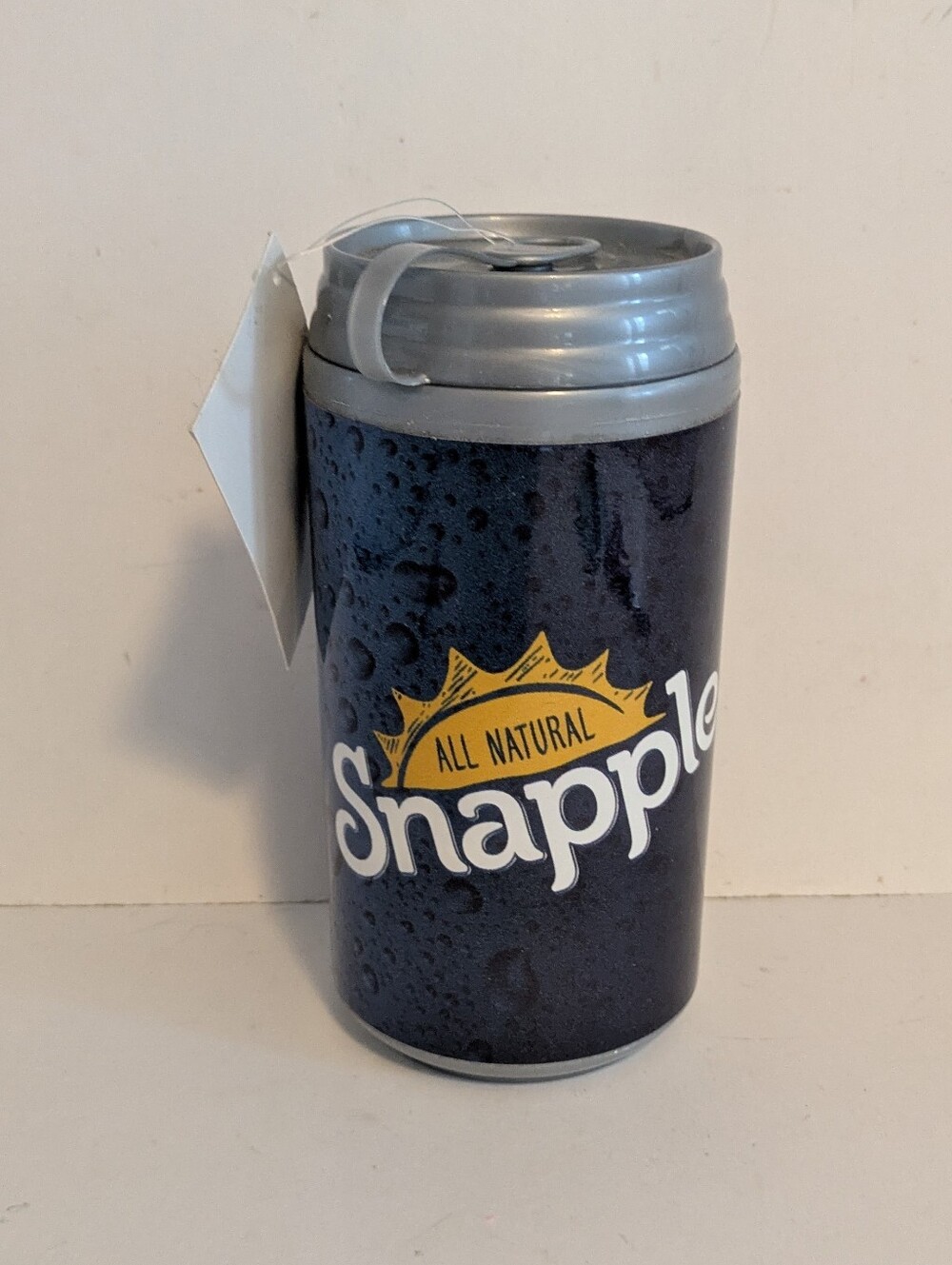 Snapple Can Cooler  Navy Blue Yellow Logo NWT 2014 Vintage